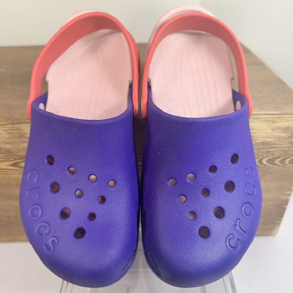 Crocs Electro Clogs Youth Girls SZ 3 Purple Pink Lightweight Casual Water Shoes - Picture 4 of 8